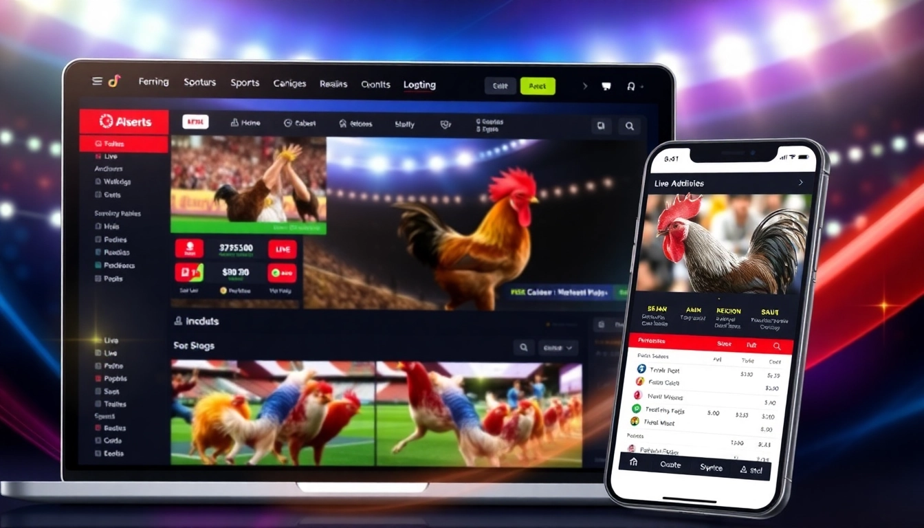 https://alo789vip.com in action: a vivid scene of live cockfights with betting interfaces, showcasing immersive graphics and the platform's professionalism.