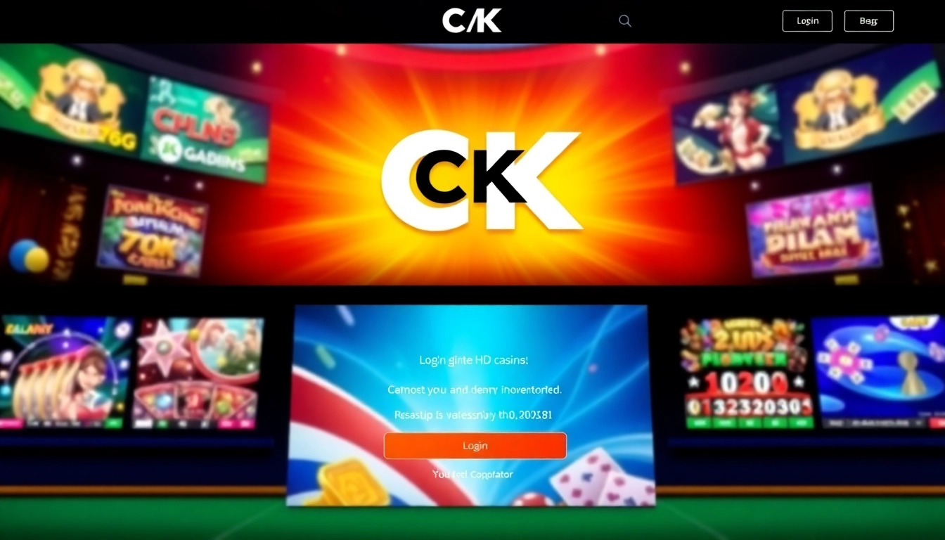 CK4444 com login screen showcasing secure login with sleek UI, emphasizing reliability and entertainment for casino players.