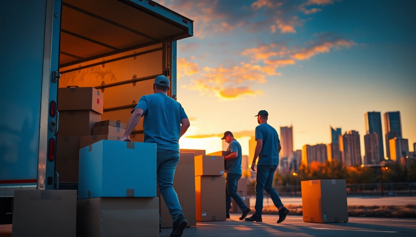 Apex Calgary Moving Company professionals efficiently loading moving trucks in Calgary’s urban landscape for stress-free relocations.