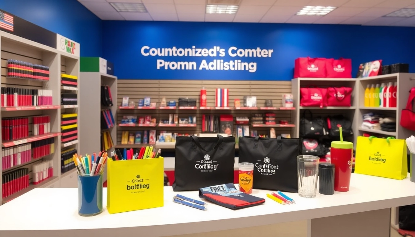 Showcase of eye-catching promotional products in Louisville, highlighting pens, bags, and