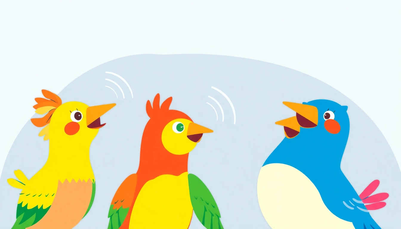 Bird Talk Radio hosts bird characters engaging in lively radio broadcast for engaging listeners