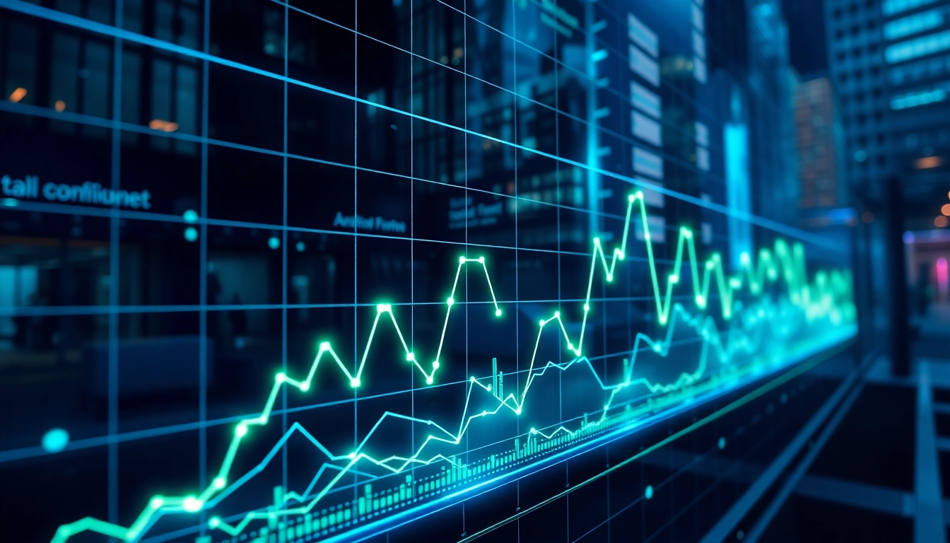 High-tech visualization of aicoin market data with glowing charts and digital analytics for